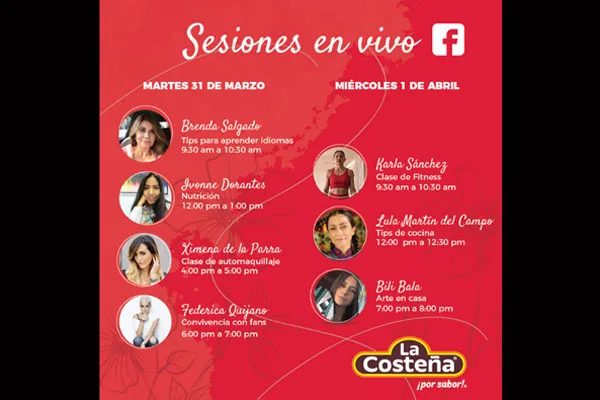 La Costeña ofrecerá sesiones en vivo por Facebook Live