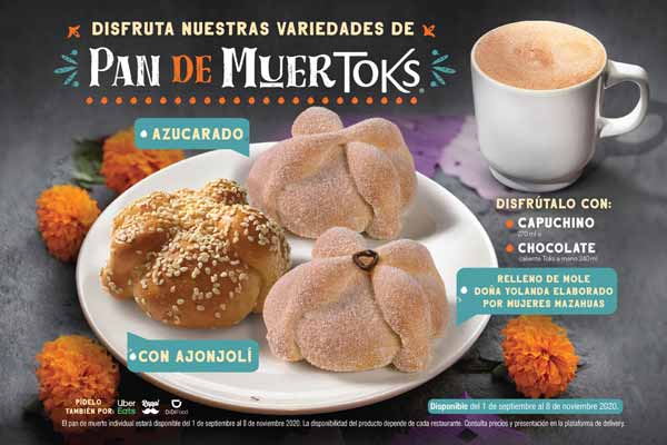 Toks ofrece opciones de Pan de muerto artesanal y con mole 1 Toks ofrece opciones de Pan de muerto artesanal y con mole