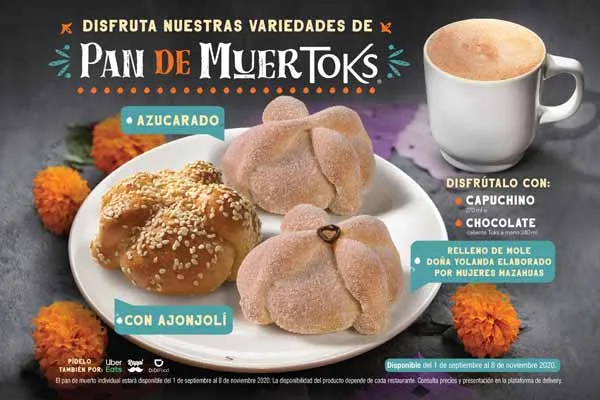 Toks ofrece opciones de Pan de muerto artesanal y con mole