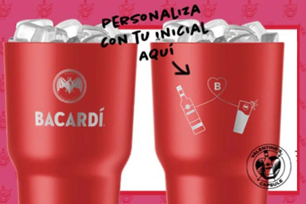 Bacardí lanza tumblers personalizados para regalar en el Día de San Valentín