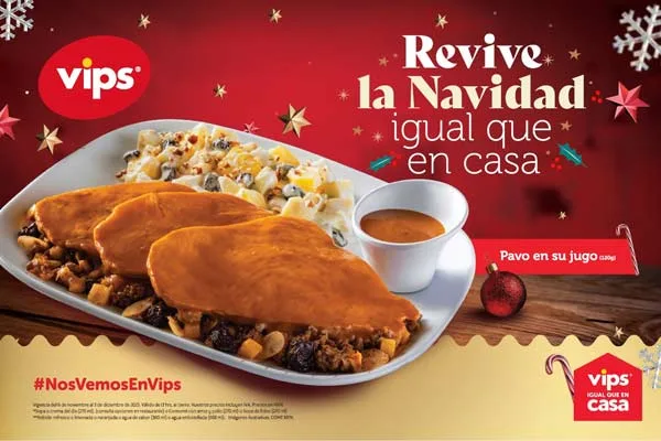 Vips ofrece menú de temporada para revivir la Navidad igual que en casa