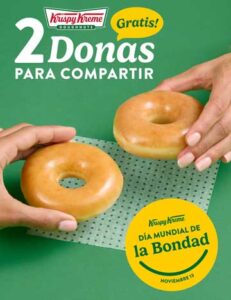 Krispy Kreme celebra el Día Mundial de la Bondad regalando dos Donas Glaseadas Originales 2 Donas gratis en el Día Mundial de la Bondad