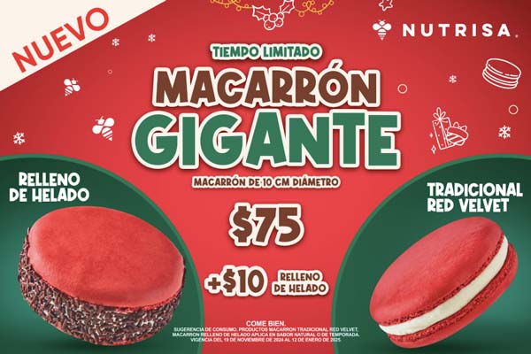 Macarrón Red Velvet y sabor Choco Frutos Rojos, lo nuevo de Nutrisa para Navidad 1 Macarrón Red Velvet y sabor Choco Frutos Rojos, lo nuevo de Nutrisa para Navidad