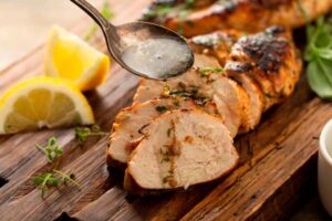 Pechuga de pollo asada en San Valentín