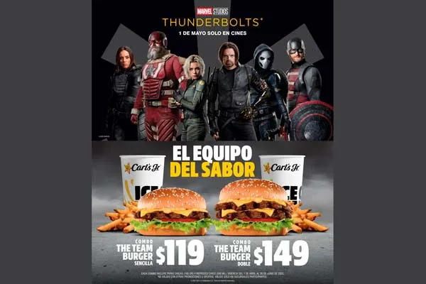 Carl’s Jr. crea combos The Team Burger para el lanzamiento de Thunderbolts*