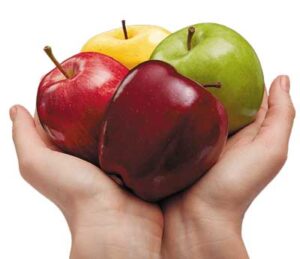 Guía visual de las manzanas por color: el sabor del rojo, verde o amarillo 2 manzanas por colores