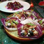 Pulpo con radicchio y Blueberries