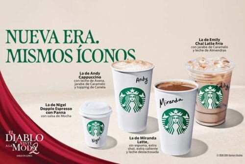 Starbucks lanza bebidas inspiradas en los personajes de El diablo viste a la moda 2