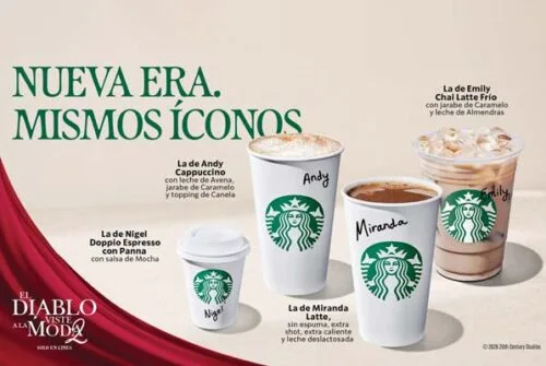 Starbucks lanza bebidas inspiradas en los personajes de El diablo viste a la moda 2