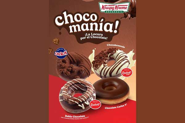 ¡Regresa la Chocomanía de Krispy Kreme! Nuevas combinaciones de Carlos V y Crunch para los amantes del chocolate